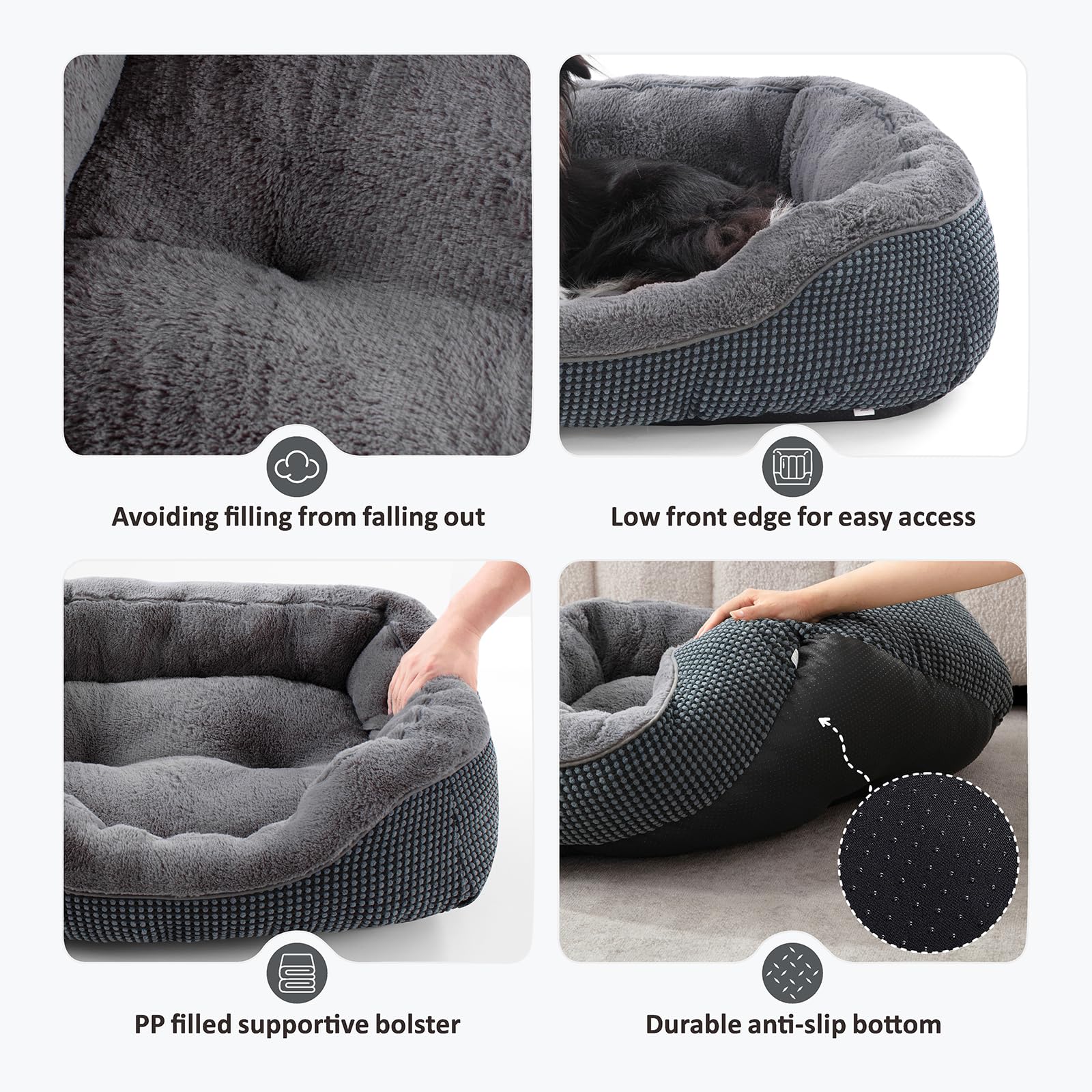 Cama INVENHO lavable a máquina o a mano para limpieza fácil.