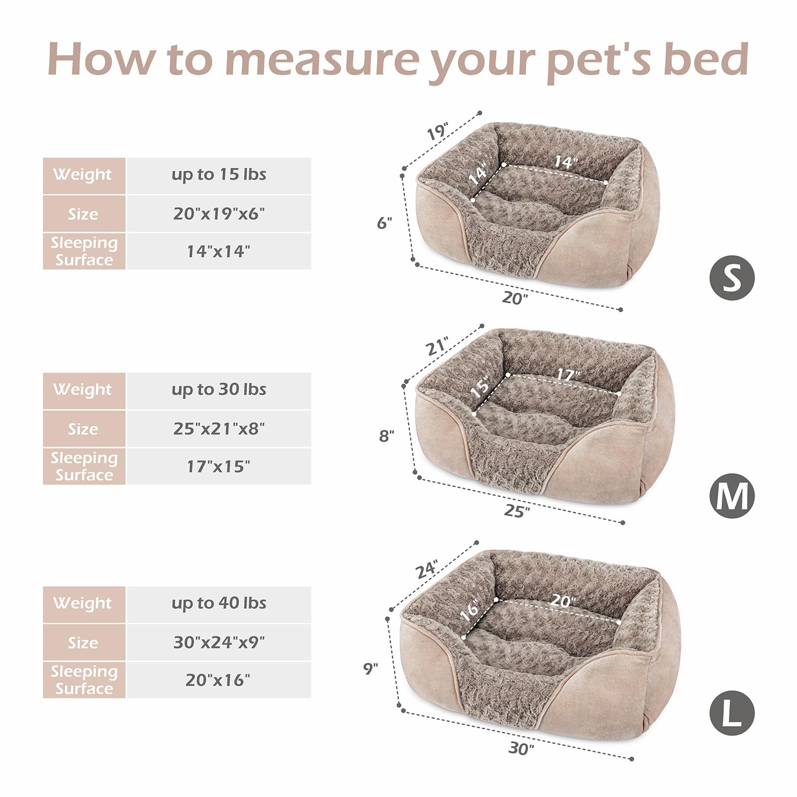 INVENHO cama mediana, lavable a máquina para limpieza rápida.
