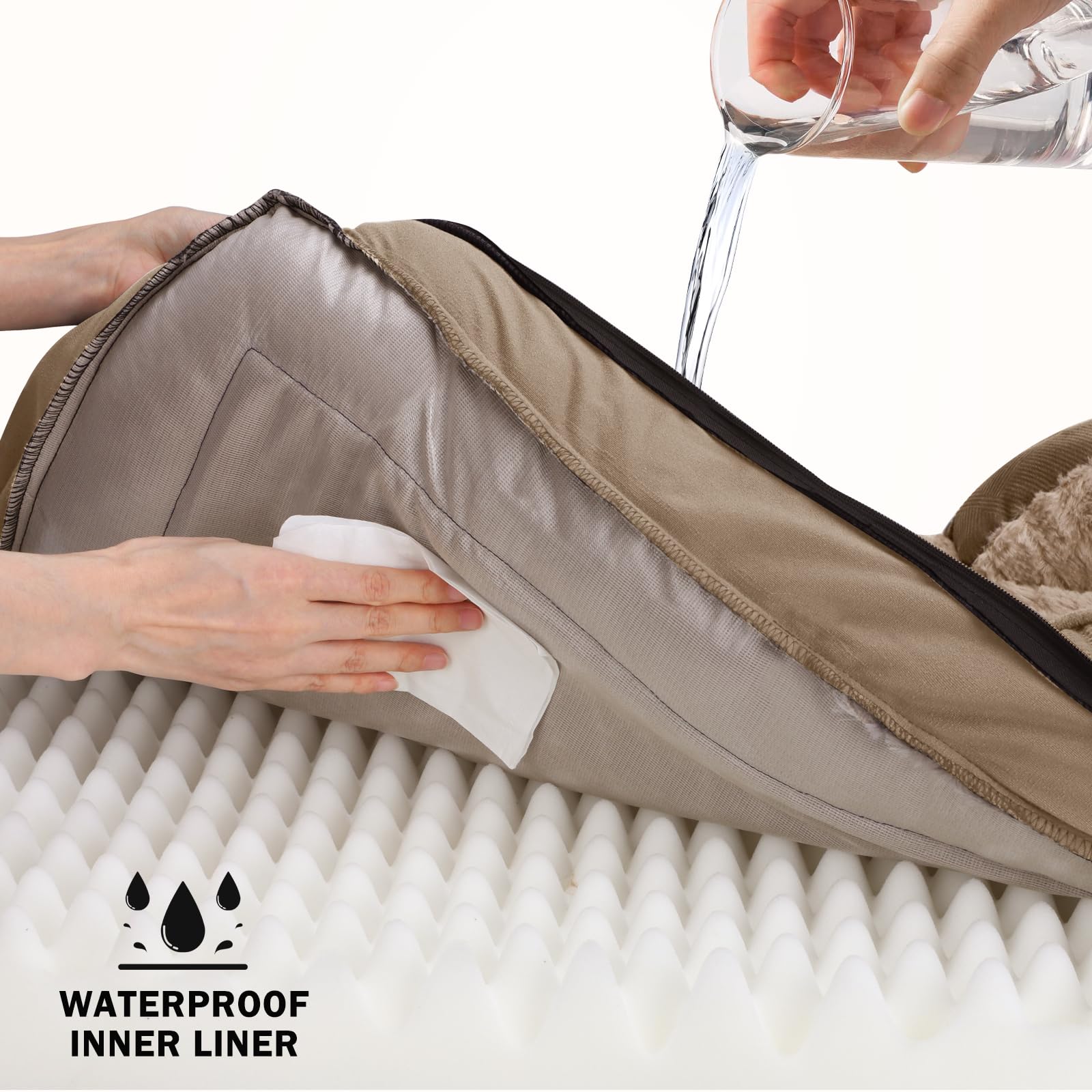 Cama INVENHO con forro impermeable para limpieza rápida y protección