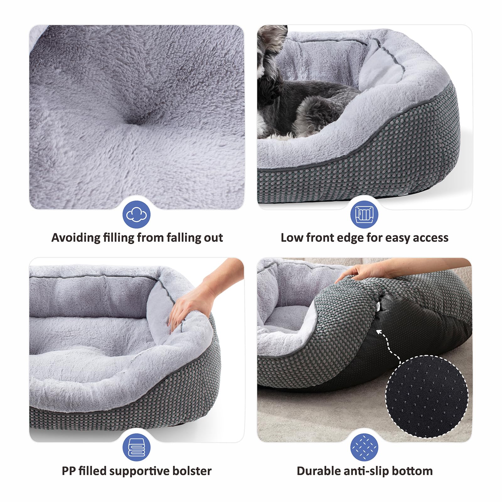 Cama INVENHO para perro pequeño con apoyo para la cabeza.
