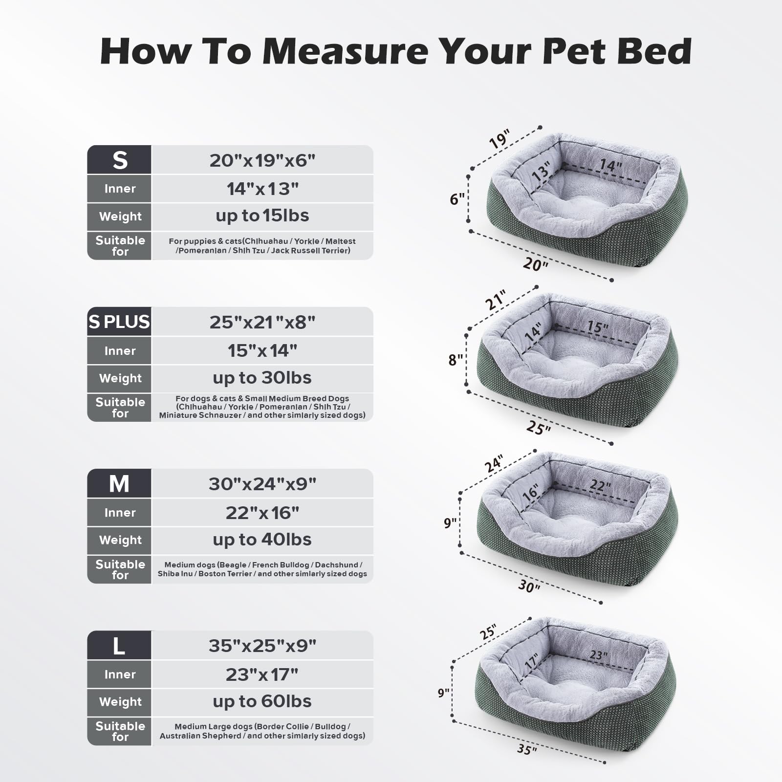 INVENHO cama para perros, base antideslizante para mayor seguridad