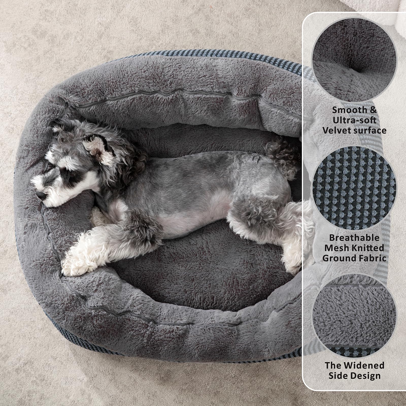 Cama INVENHO con bordes elevados para apoyar la cabeza y cuello.