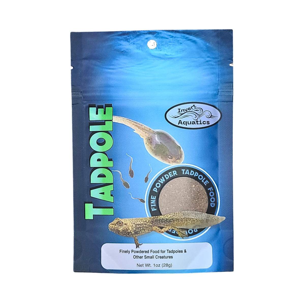 Invert Aquatics Tadpole Food, polvo fino en envase, alimento fácil para renacuajos.