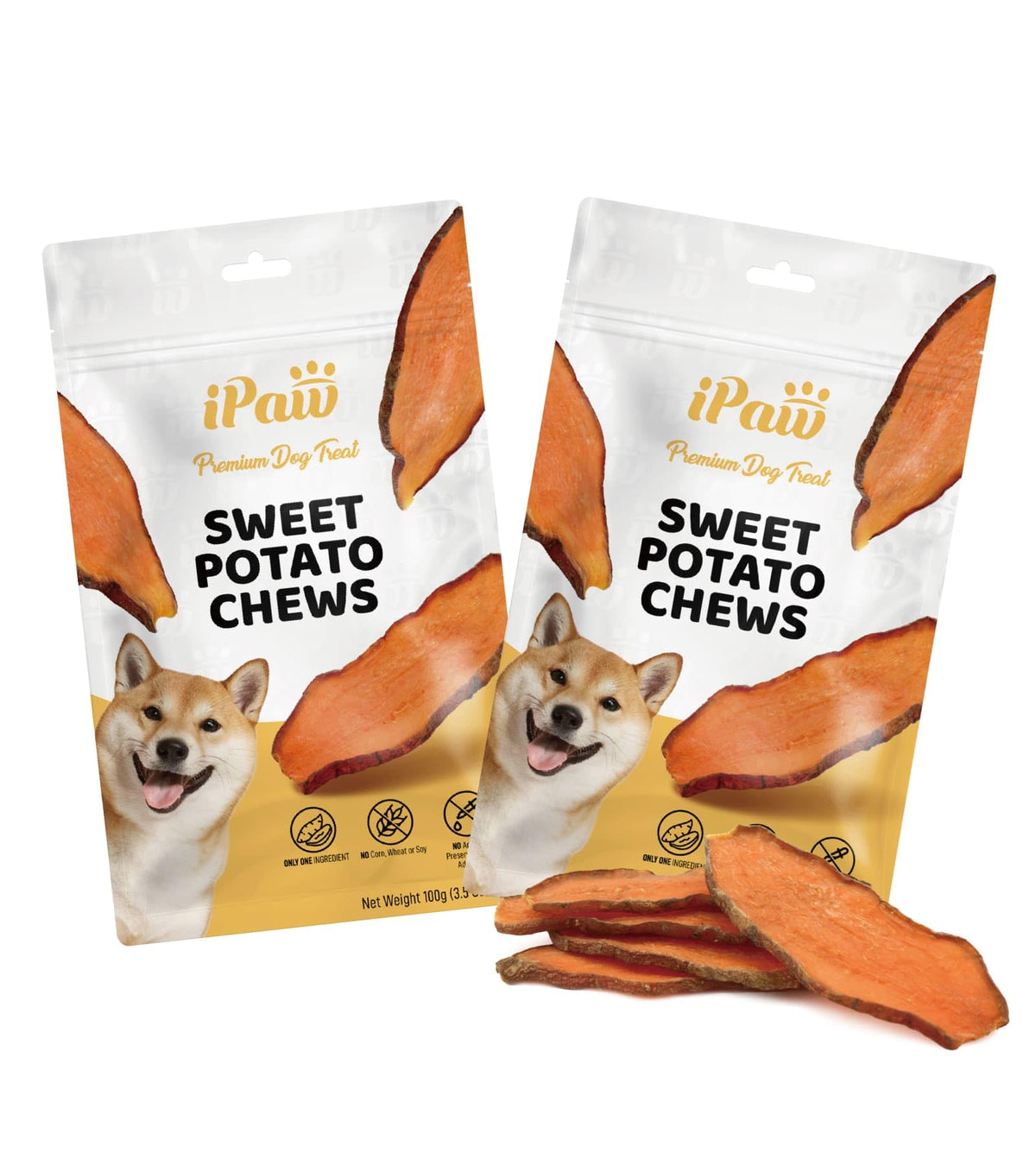 iPaw chuches batata dulce empaque doble: snack práctico para perros
