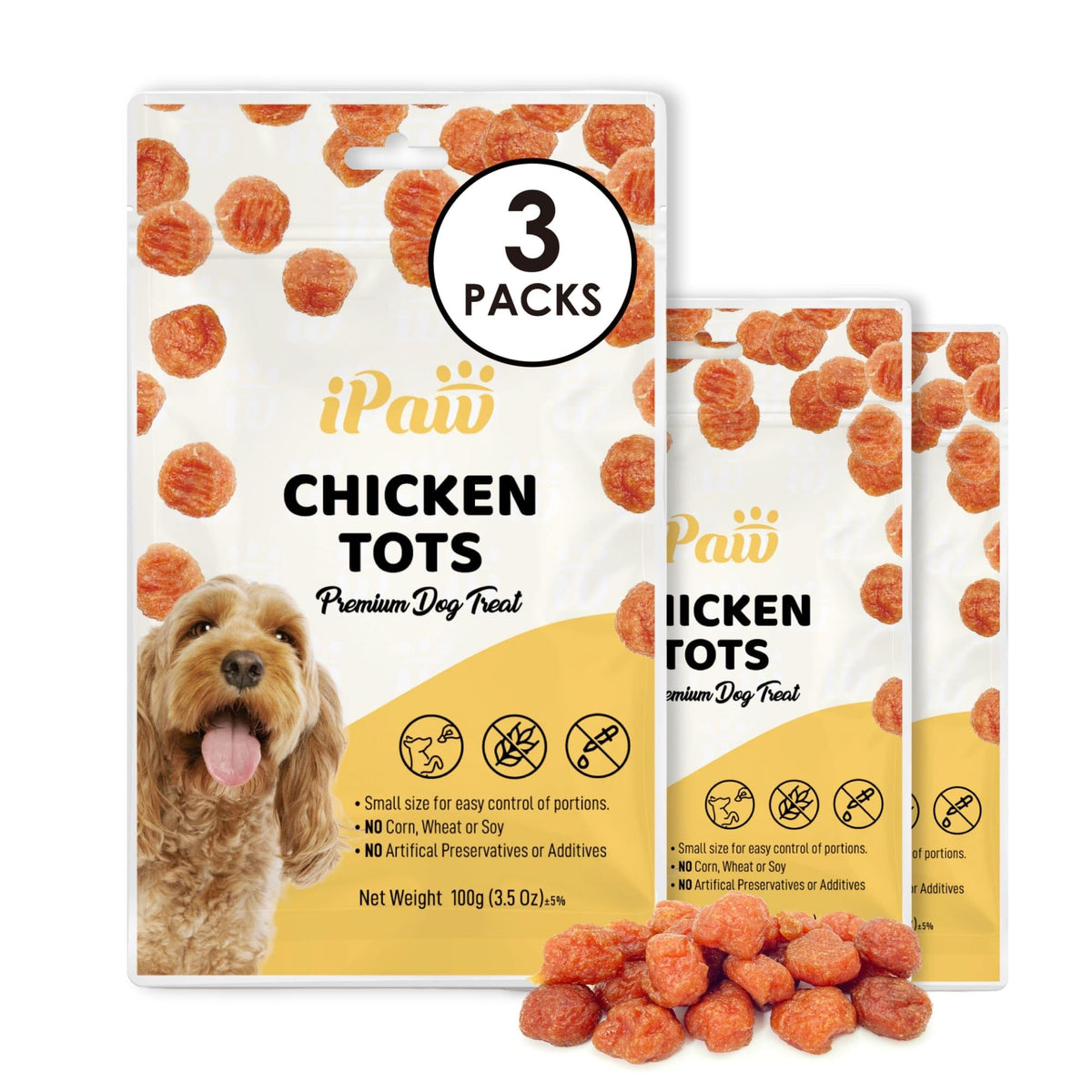 iPaw tots de pollo entrenamiento: recompensa deliciosa para sesiones de adiestramiento efectivas.