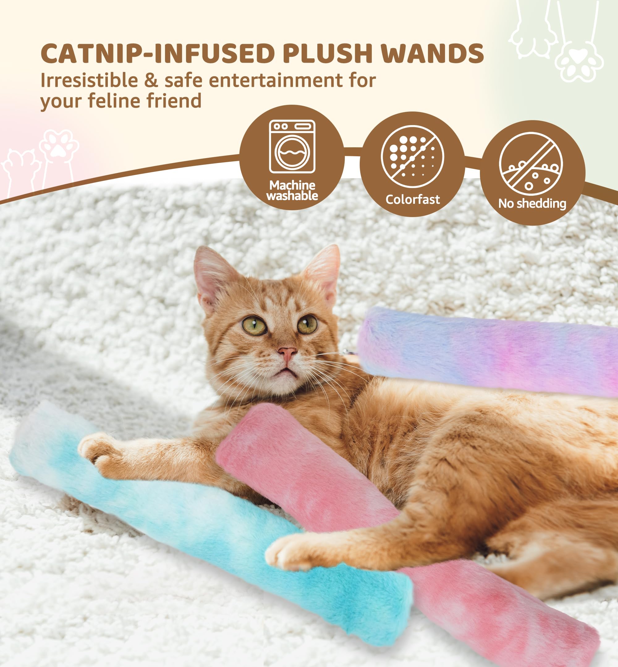 IPTPAS juguete gato felpa con hierba gatera para ejercicio seguro.