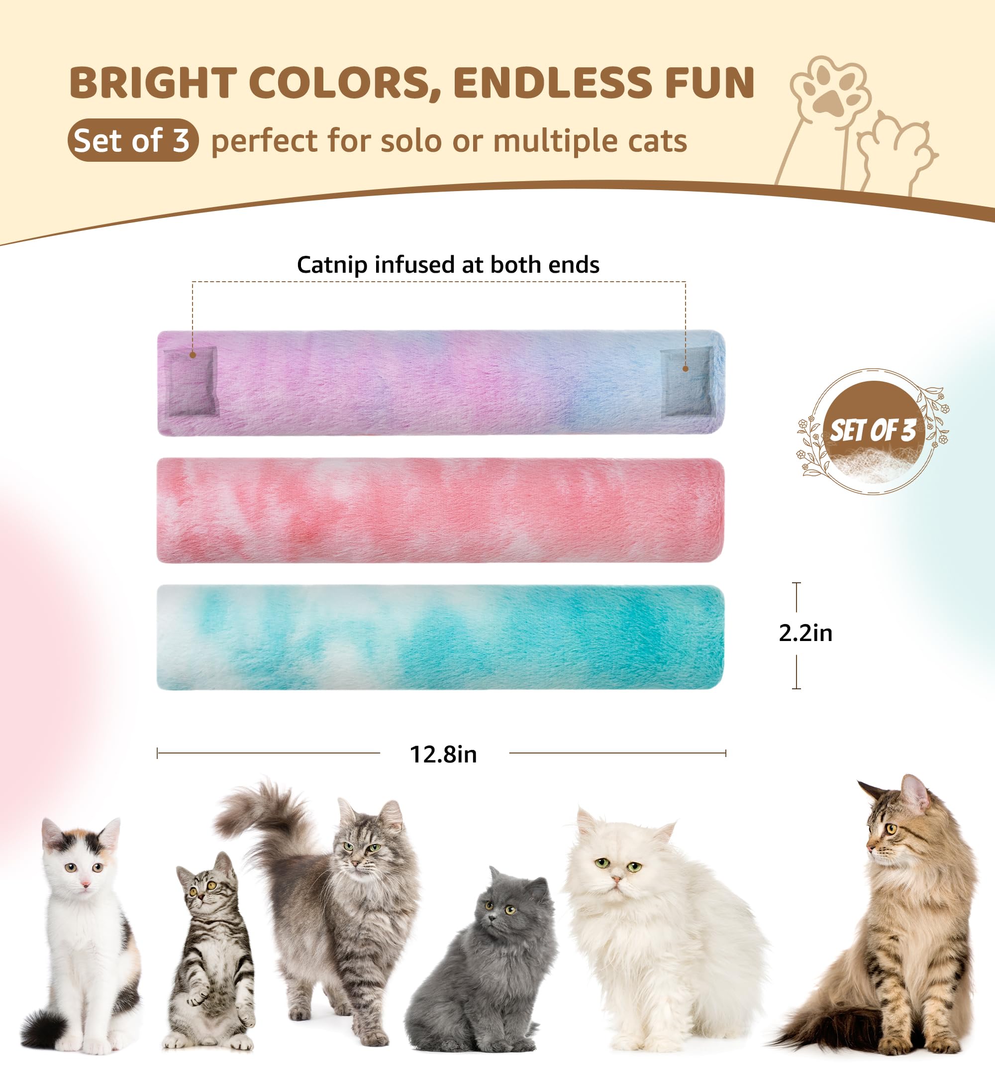IPTPAS set de tres juguetes felpa con hierba gatera para gatos.