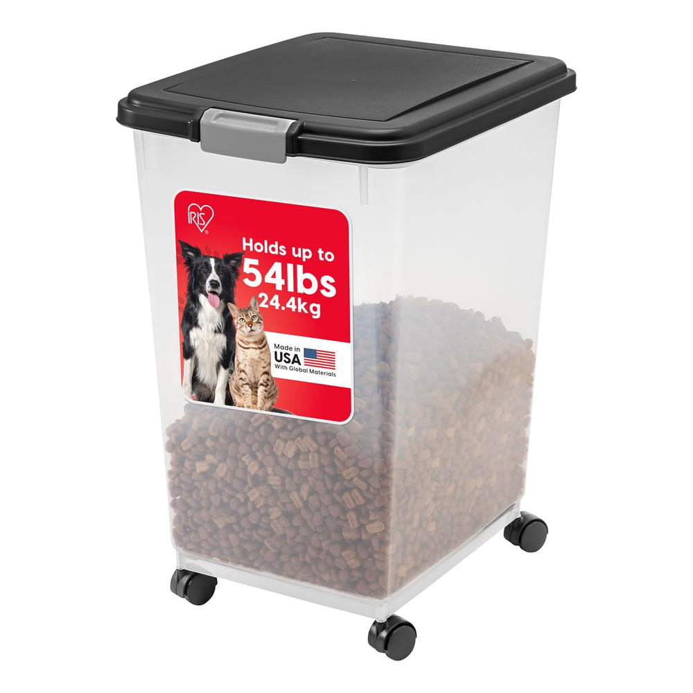 IRIS USA contenedor hermético para comida de mascotas con tapa que conserva frescura.