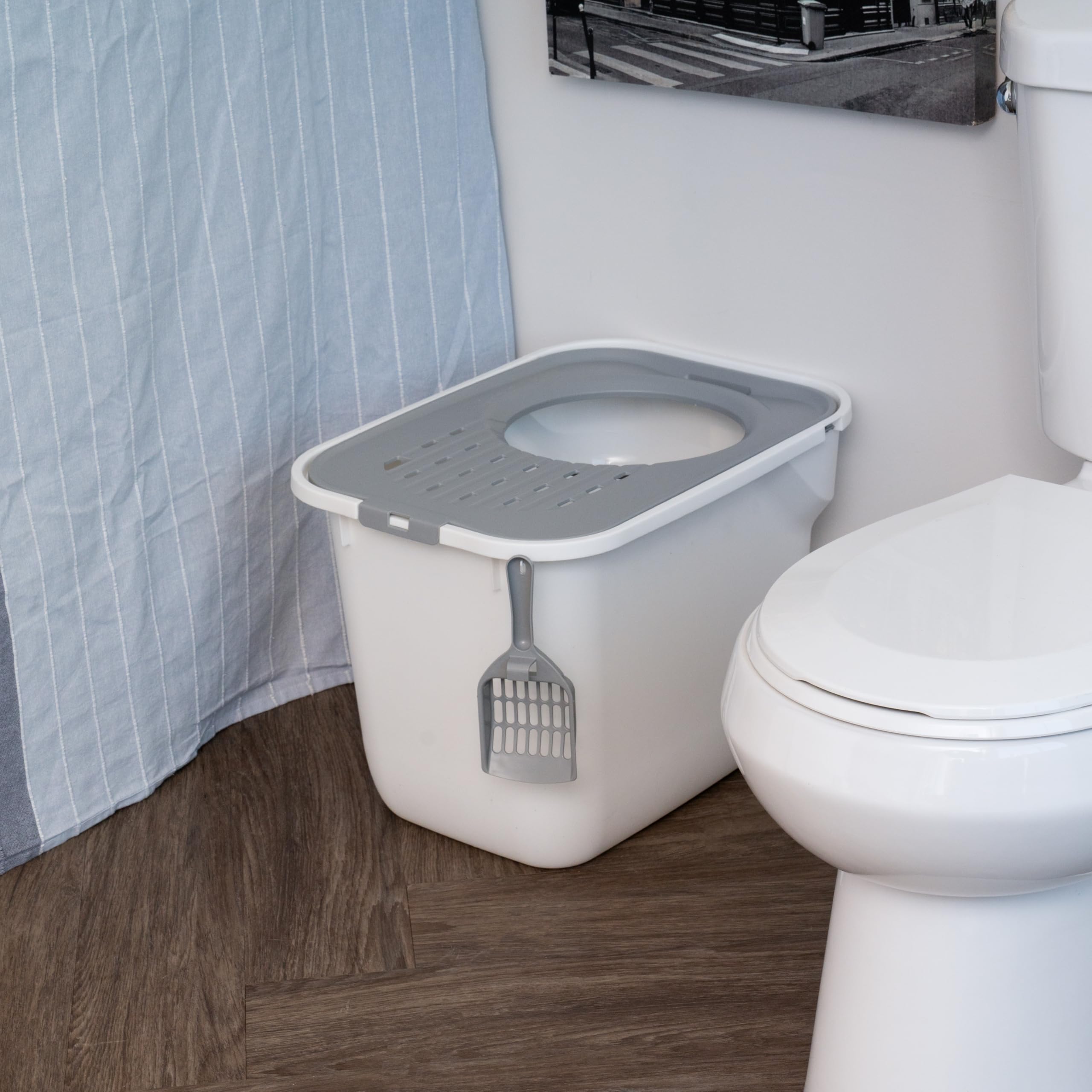 IRIS USA caja blanca y gris para gatos elegante y funcional