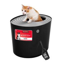 IRIS USA caja-arena-entrada-superior-tapa, acceso cómodo para gatos y limpieza rápida.