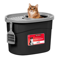IRIS USA caja de arena para gatos con entrada superior: privacidad y menor desorden