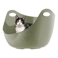 Iris USA: caja de arena para gatos con paredes altas y manijas ergonómicas