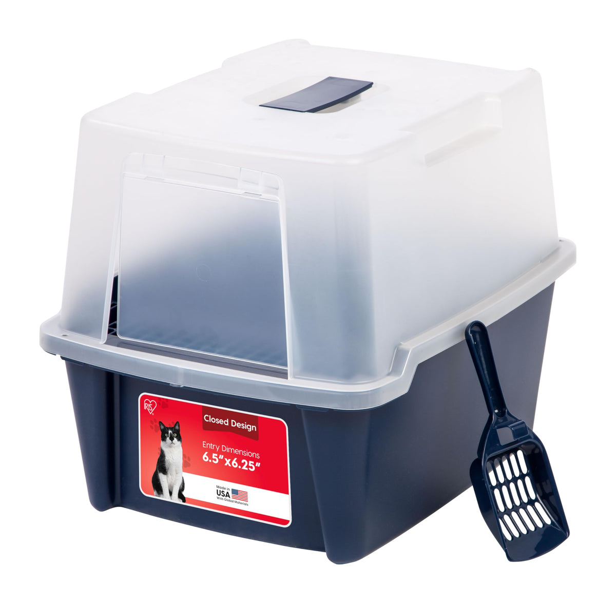 IRIS USA caja de arena con entrada frontal para gatos, facilita entrada y mantiene orden.