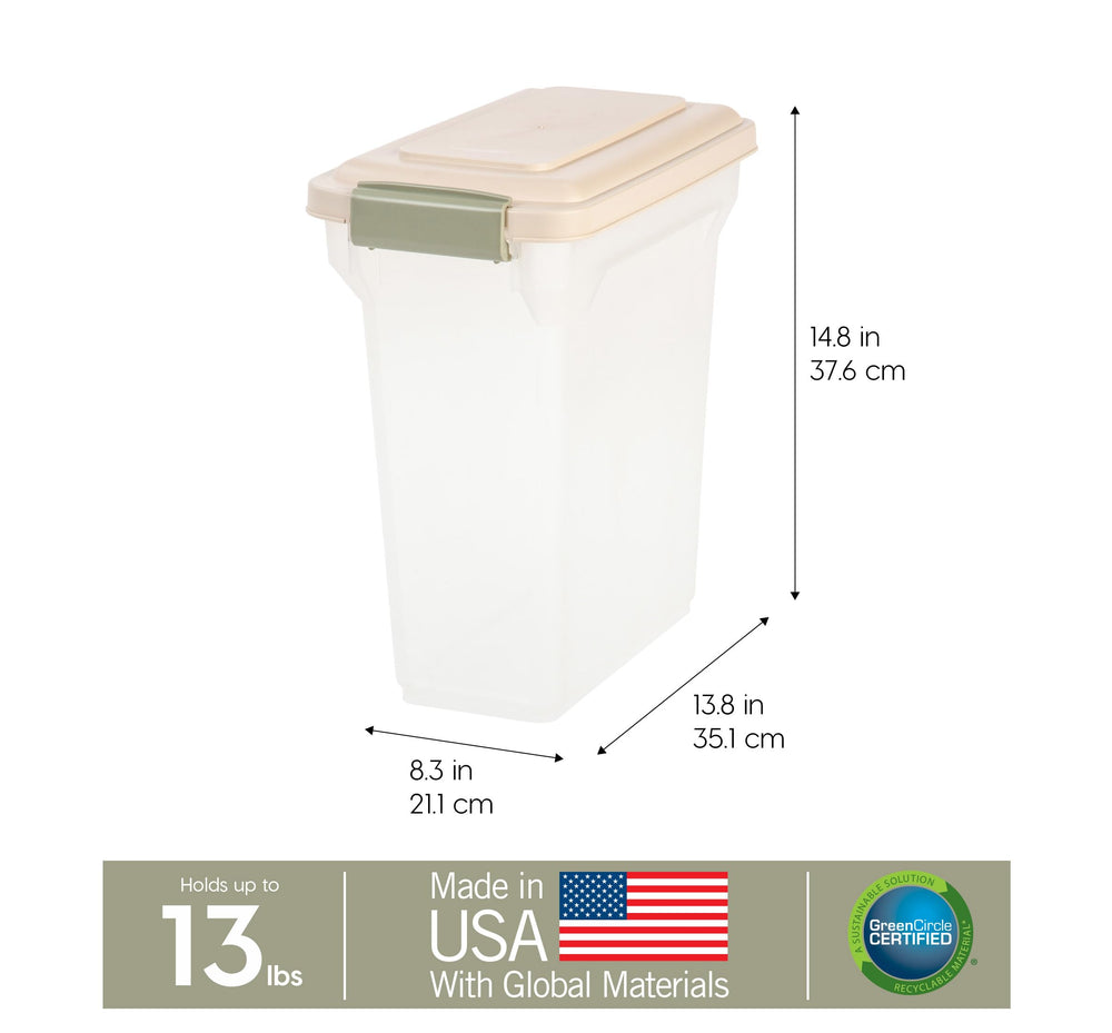IRIS USA capacidad de 13 libras para comidas secas, ideal para mantener raciones a mano.