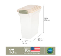 IRIS USA capacidad de 13 libras para comidas secas, ideal para mantener raciones a mano.
