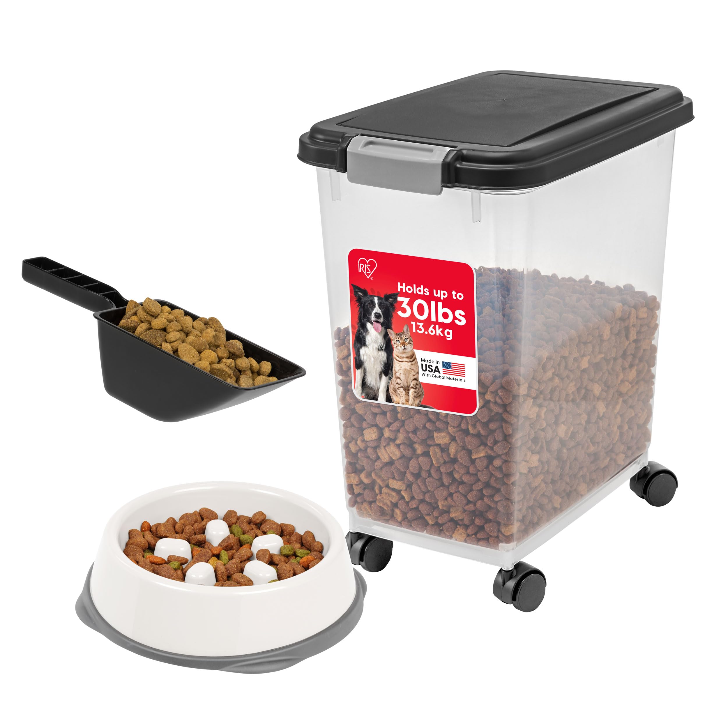 IRIS USA contenedor para alimento canino hermético mantiene la frescura y el orden.