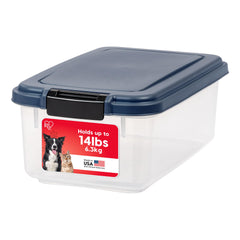 IRIS USA contenedor para alimentos de mascotas de 14 lb, mantiene frescura y fácil acceso.