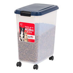 IRIS USA contenedor de alimentos para mascotas, cuerpo translúcido, capacidad 45 qt para guardar comida seca