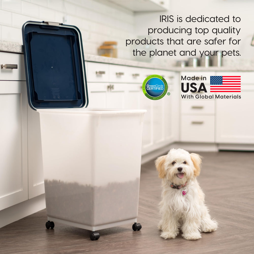 IRIS USA: contenedor translúcido facilita supervisar el nivel de comida de mascotas.