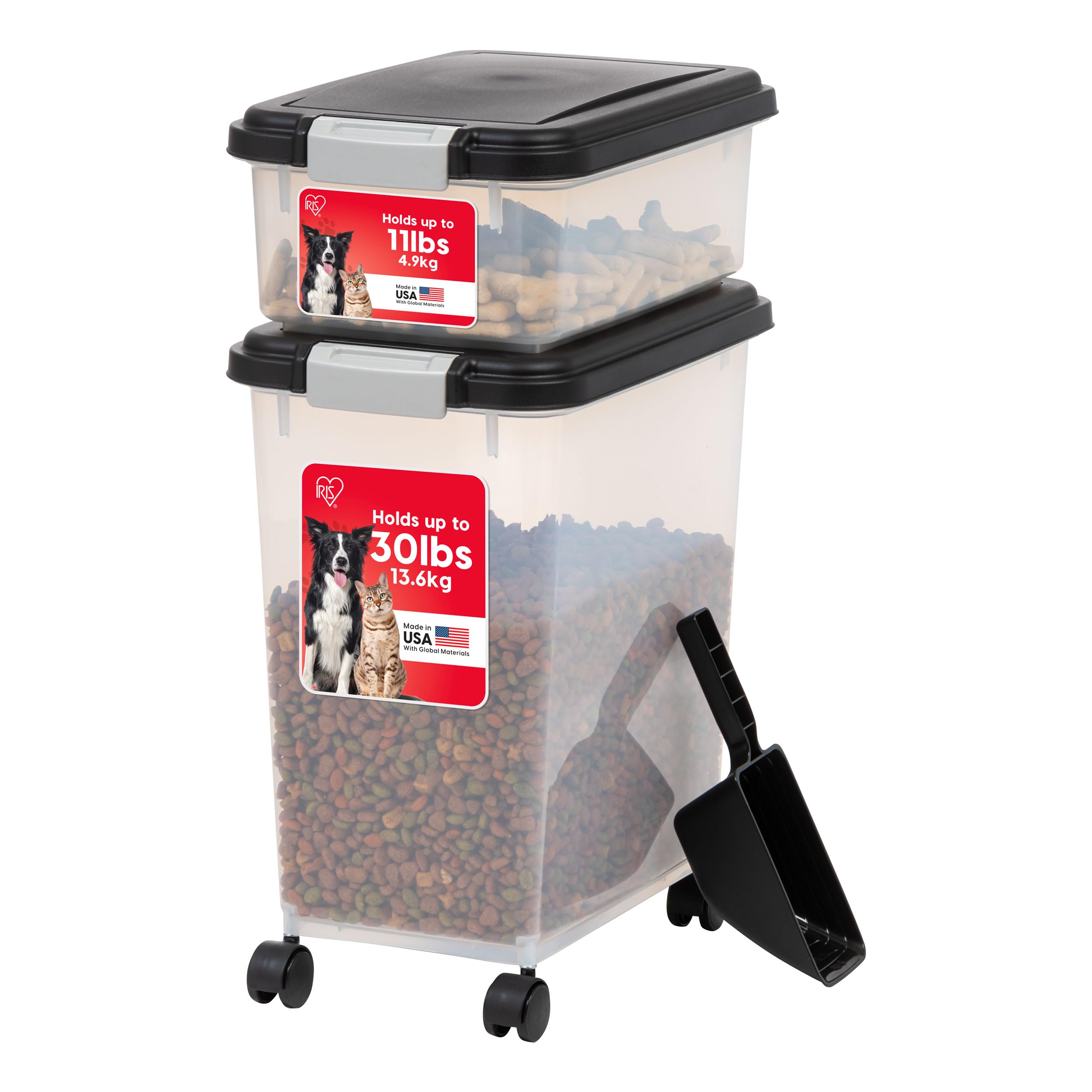 IRIS USA contenedor grande 33 Qt para comida de perro con tapa hermética que mantiene la frescura