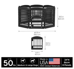 IRIS USA Dog Playpen Paneles 8 para formar diferentes disposiciones y ampliar el espacio
