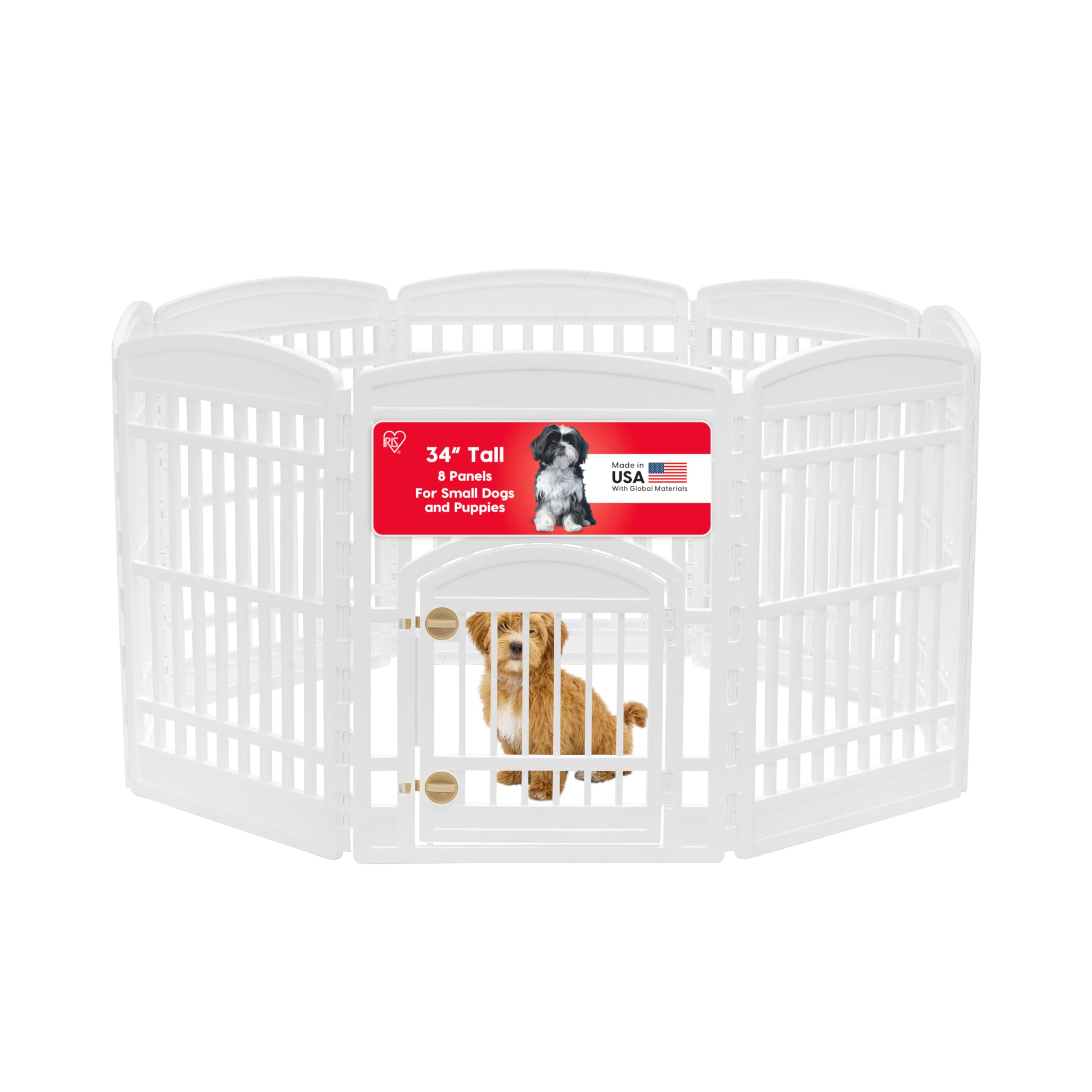 IRIS USA playpen para perros 34 pulgadas con puerta frontal para acceso cómodo