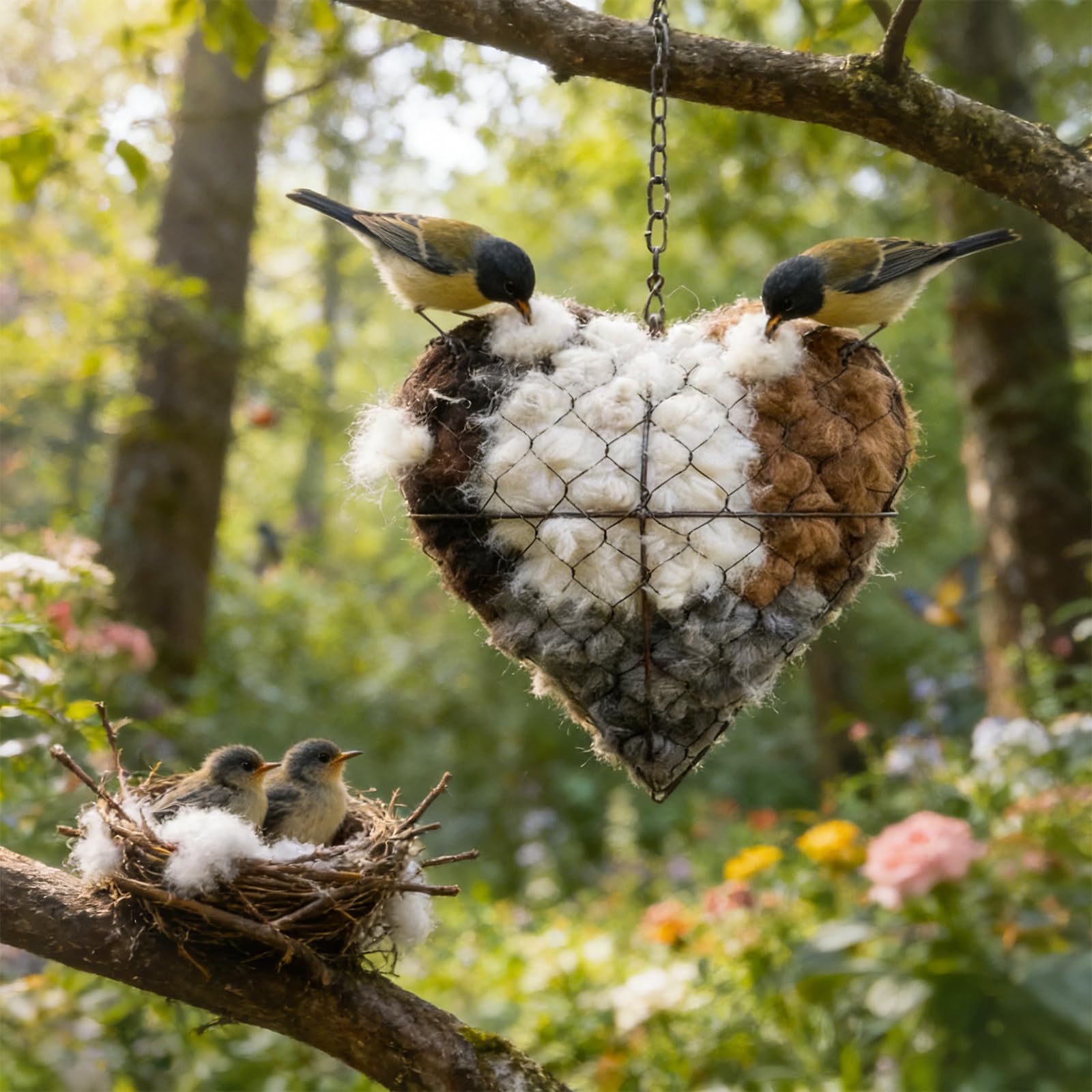 Irsnianianfa Corazón Nido de Fibra hecho a mano ofrece refugio suave para aves