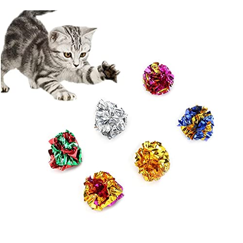 ISMARTEN bolas de papel metalizado brillantes para gatos, ideal para juego y ejercicio diario.