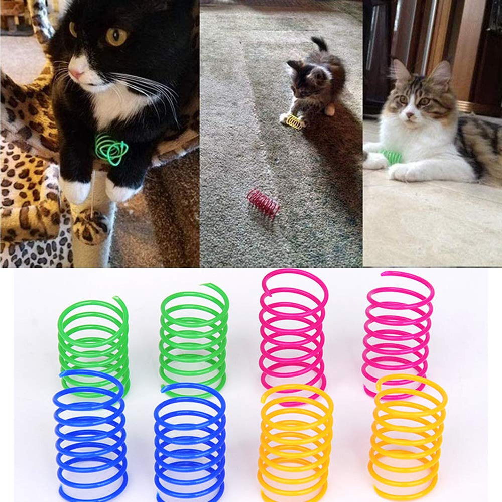 ISMARTEN muelle espiral colorido para gatos, estimula la caza y la diversión.