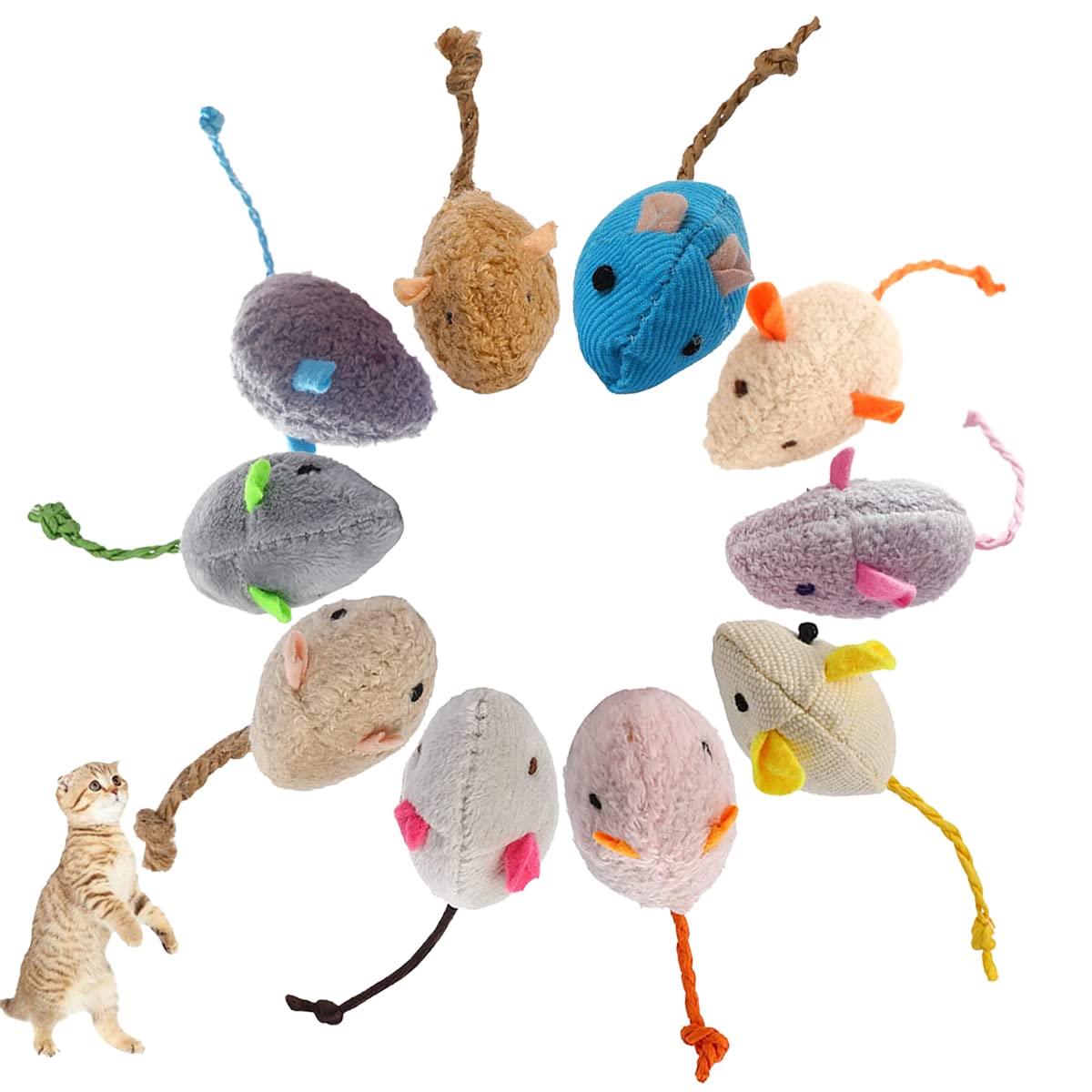 ISMARTEN ratón con hierba gatera, pack de 6 colores para gatos activos.