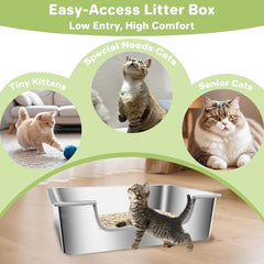Ixaro caja de arena con entrada baja para gatos senior, cómodo y seguro.