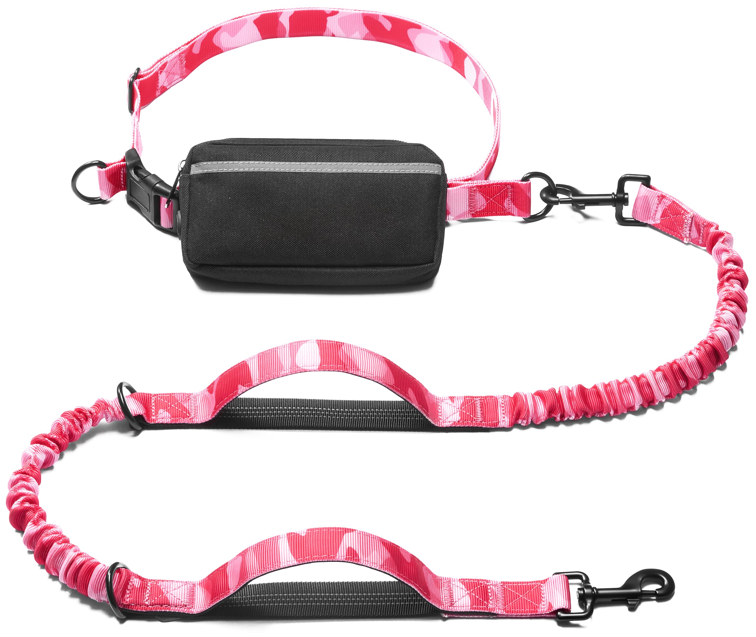 iYoShop correa manos libres para perros con camuflaje rosa, ideal para caminatas largas