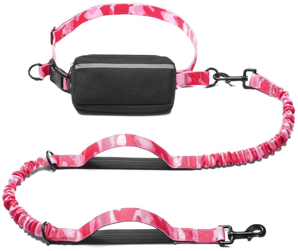 iYoShop correa manos libres para perros con camuflaje rosa, ideal para caminatas largas