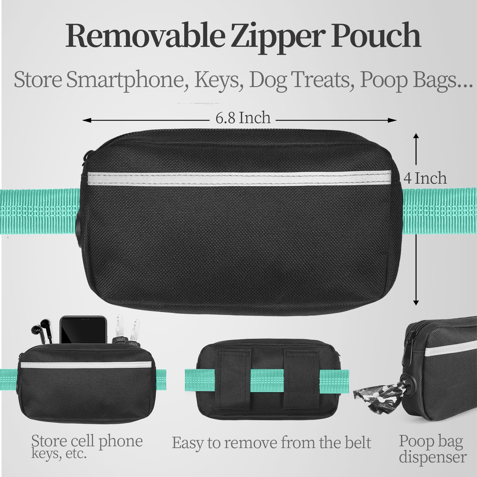 iYoShop correa con bolsillo de cremallera turquesa para guardar teléfono