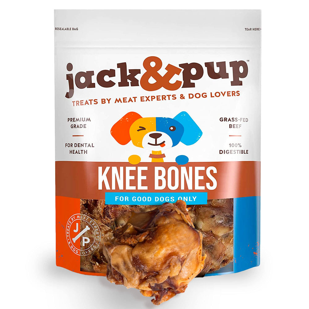Jack&Pup hueso de rodilla de res para perros: masticación duradera y sabor natural.