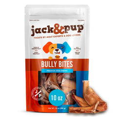 Jack&Pup Bully Bites 10 oz en empaque, ideal para perros pequeños.