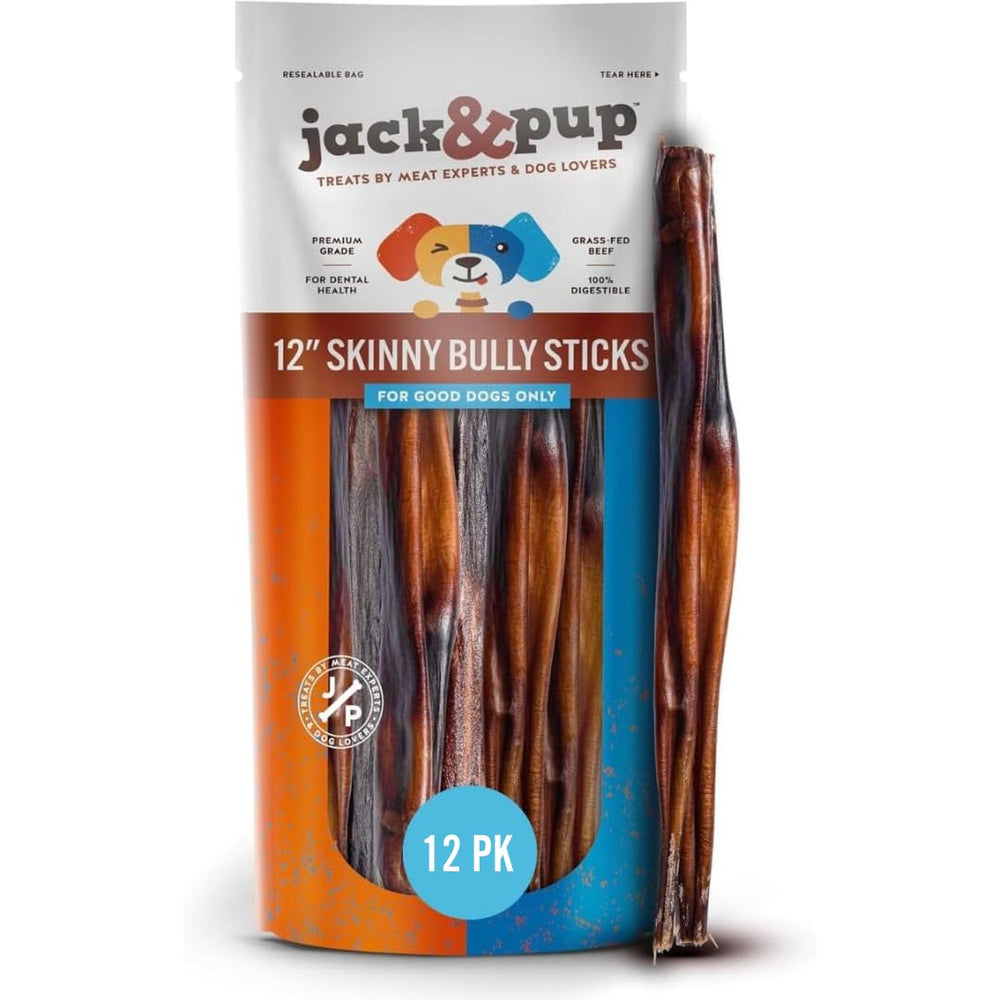 Jack&Pup palitos delgados 12 pulgadas en empaque resellable: frescura y conveniencia.