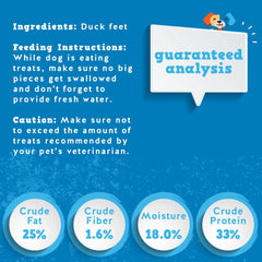 Jack&Pup detalle: patitas de pato deshidratadas, fuente natural de sabor y nutrientes.