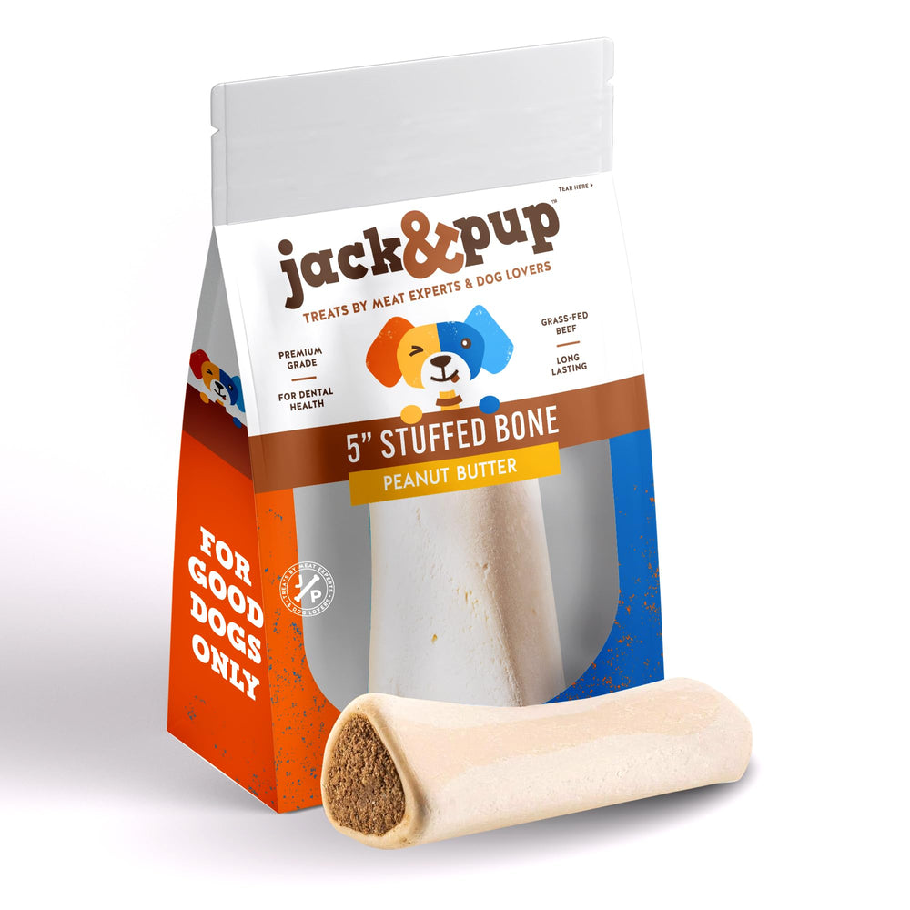 Hueso relleno Jack&Pup con mantequilla de maní para masticación prolongada