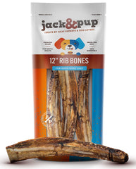 Jack&Pup huesos de res de 12 pulgadas para perros, sabor ahumado y masticación placentera.