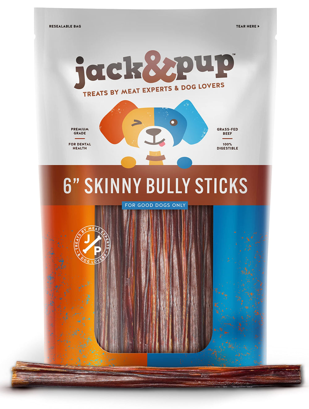 Jack&Pup palitos bully para perros pequeños en empaque de 30 unidades, masticación segura.