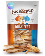 Jack&Pup patitas de pato deshidratadas: snack natural para perros, crujiente y sabroso.