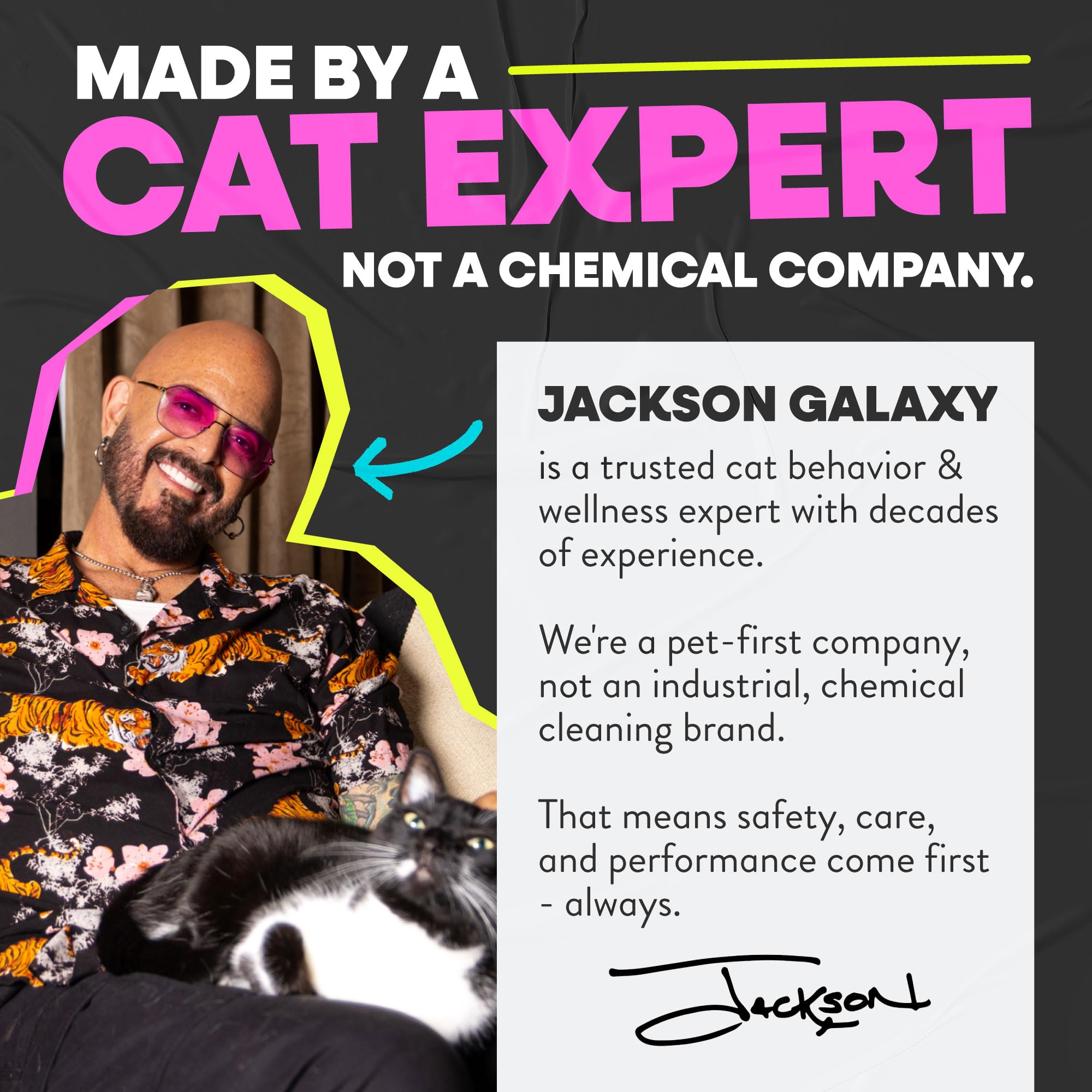 Jackson Galaxy EX; uso seguro en hogares con mascotas y niños.