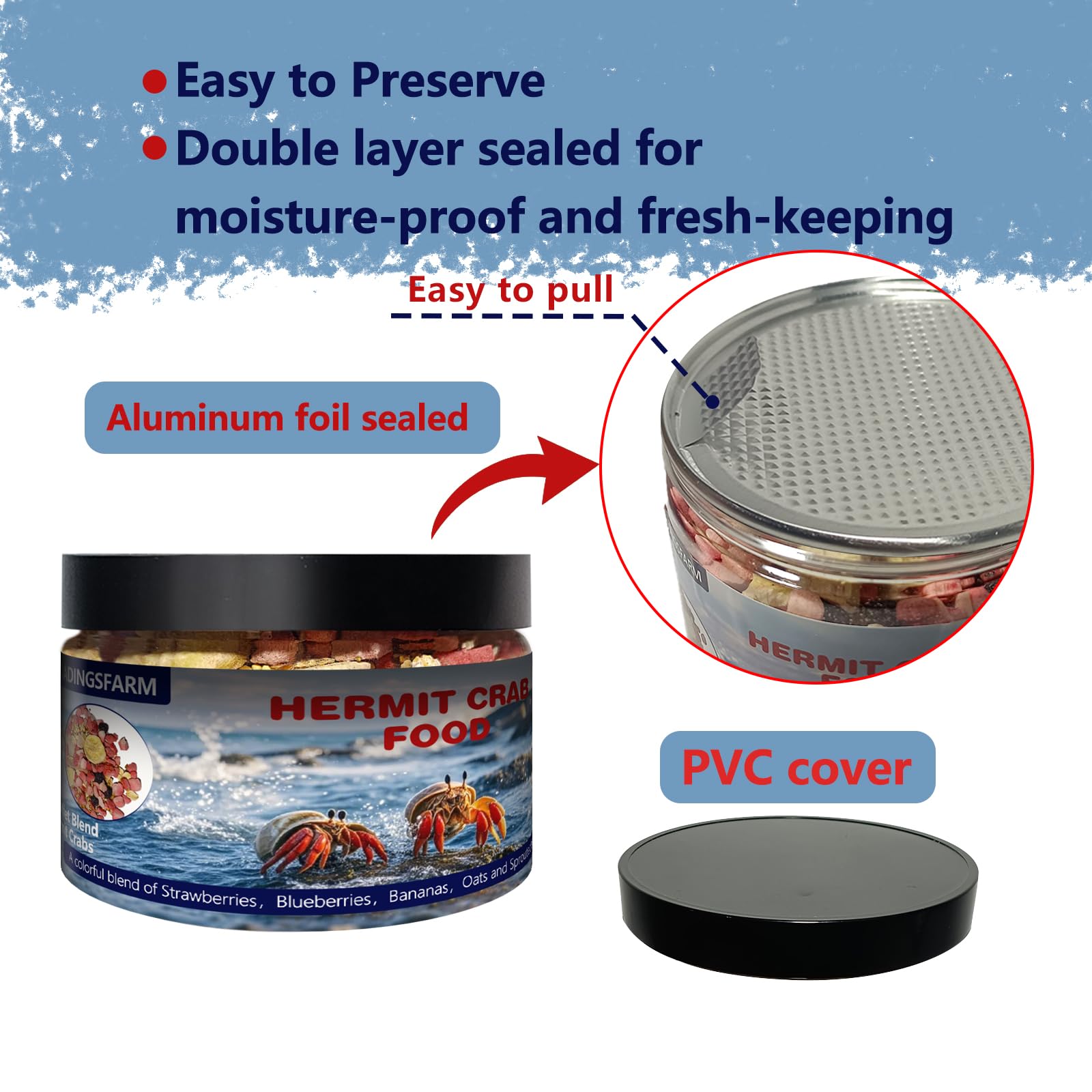 JADINGSFARM Frasco con doble lámina de aluminio para frescura prolongada.