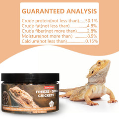 JADINGSFARM grillos liofilizados para reptiles, proteína sostenida para dragones barbudos.