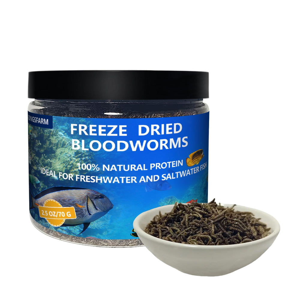 JADINGSFARM gusanos de sangre secos, envase frontal, ideal para dietas balanceadas de peces.