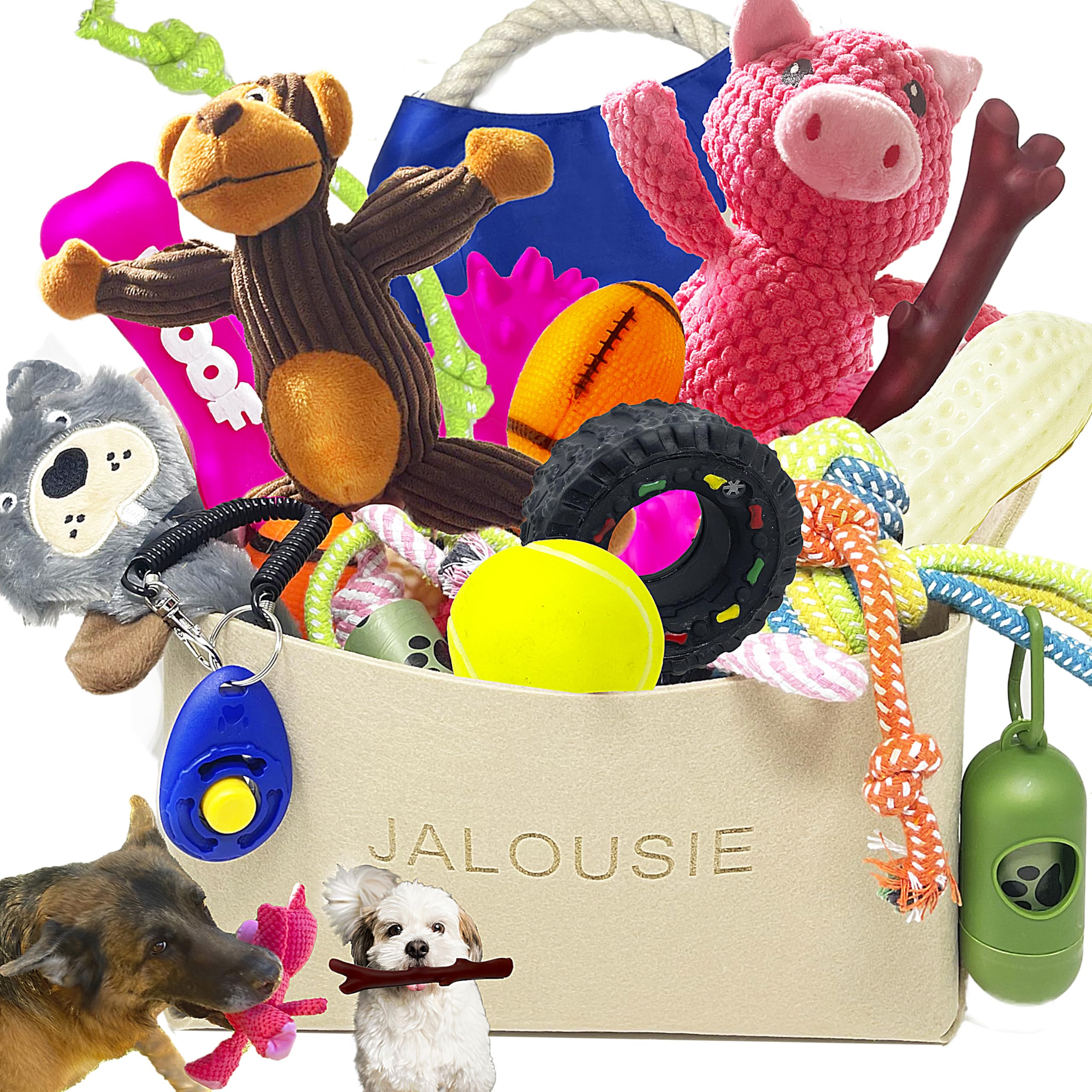 Jalousie juguete peluche con chirrido para perro pequeño, perfecto para juego interactivo.