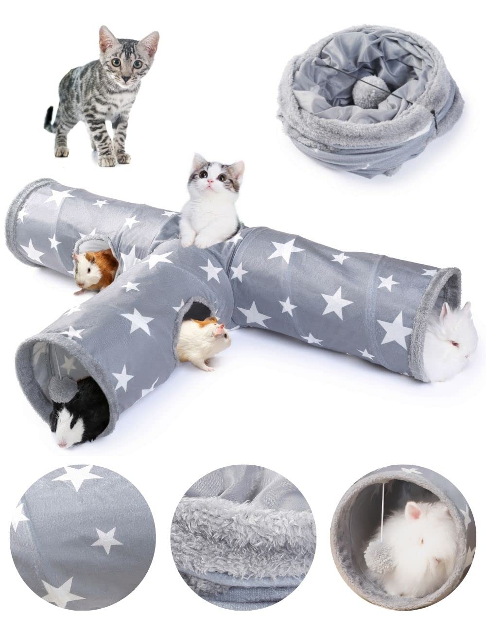 JanYoo Bunny Tunnel estrella: túnel plegable para juego seguro y estimulante.