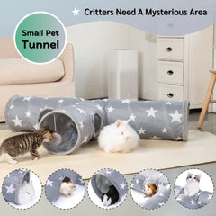JanYoo Bunny Tunnel puerta lateral: interacción entre dos conejos y mascotas pequeñas.