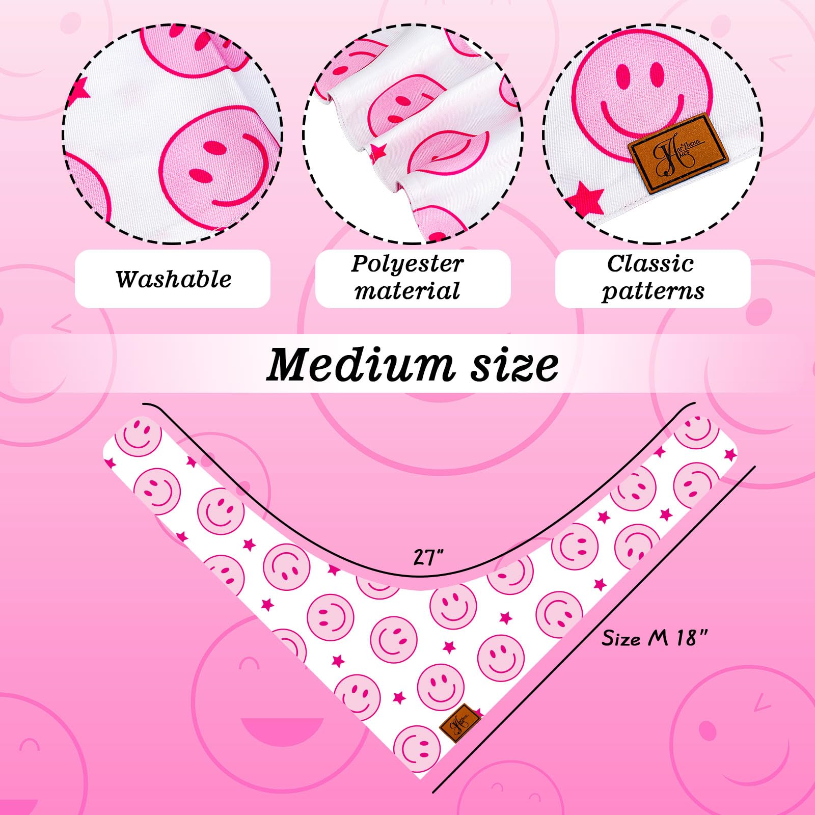 Bandana rosa con cuadros para perro, JarThenaAMCS, perfecto para fiestas y estilo diario.